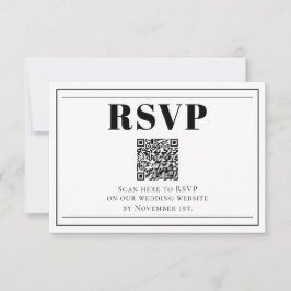 Placa RSVP Mínima de Código QR Preta e Branca