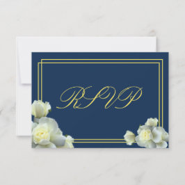 Placa RSVP Mínima de RSVP Azul Rosas Brancas Azul
