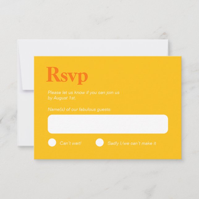 Placa RSVP Minimalista Amarela e Laranja (Frente)