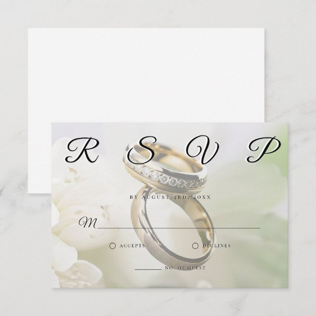 Placa RSVP Minimalista Elegante de Anéis de Casame (Frente/Verso)