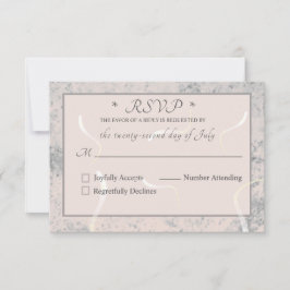 Placa RSVP Monograma de Pêssego e Cinza