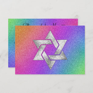 Placa RSVP muito colorida arco-íris com estrela pr