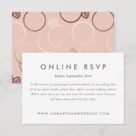 Placa RSVP Online de Casamento de Anéis Dourados M