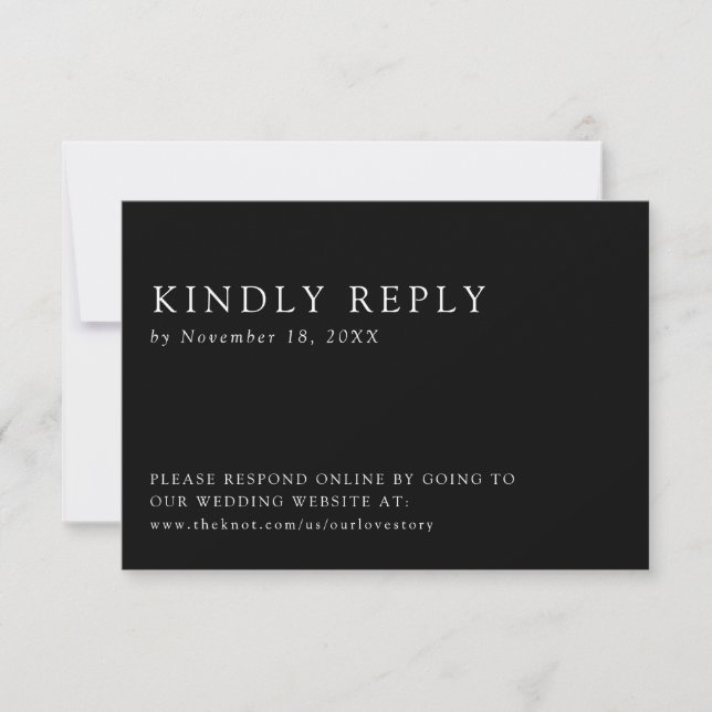 Placa RSVP Online Mínima Elegante e Preta (Frente)