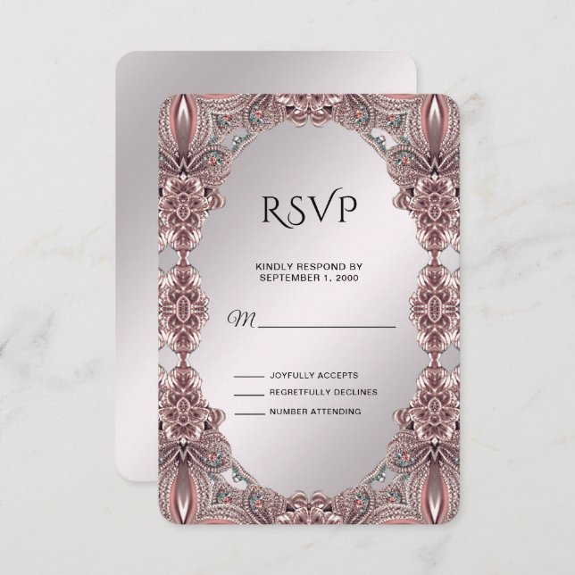 Placa RSVP Ornamental Rosa (Frente/Verso)