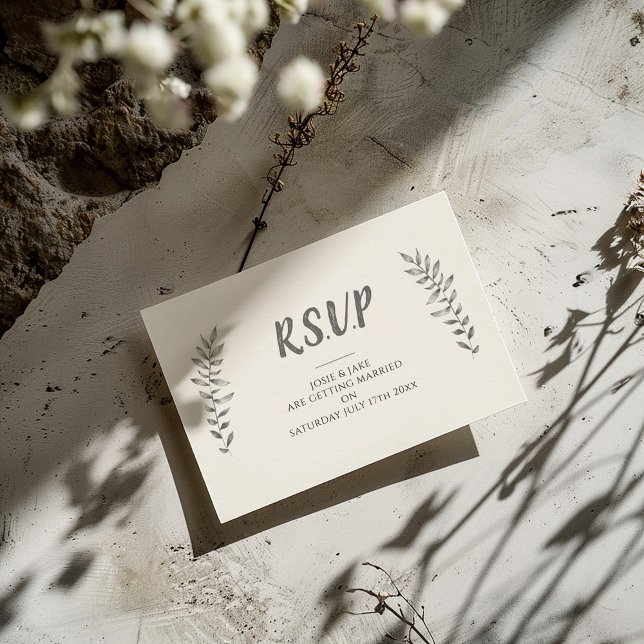Placa RSVP para pétalas desenhadas à mão (Beautifully illustrated in pencil sketch style and featuring elegant script RSVP card)