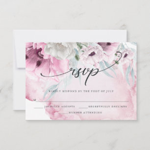 Placa RSVP para Poppies Rosa-Vidro Floral Elegante