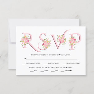 Placa RSVP para tipografia rosa e rosas rosa