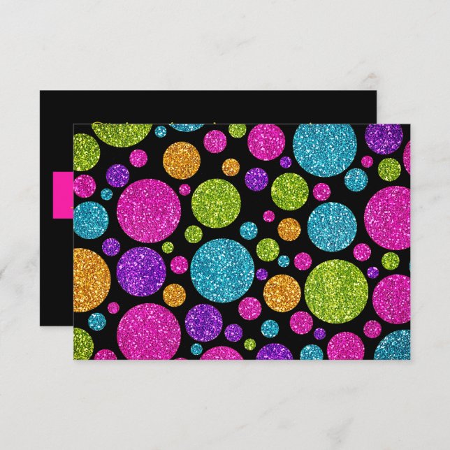 Placa RSVP Pontos de Gliteria Coloridos em Qualque (Frente/Verso)