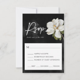 Placa RSVP Preta e Branca de Casamento Magnolia