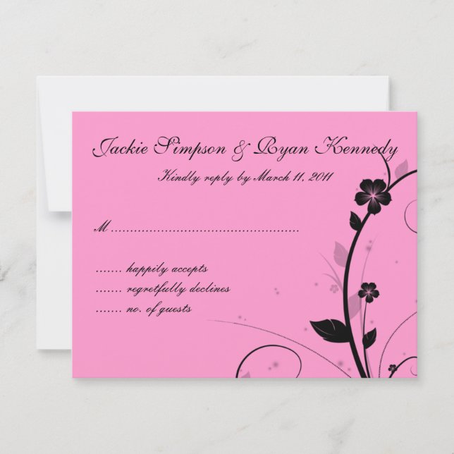 Placa RSVP Preta e Branca, prata cor-de-rosa (Frente)