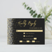 Placa RSVP Preta E Dourada Elegante