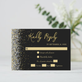 Placa RSVP Preta E Dourada Elegante