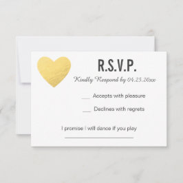 placa RSVP | Resposta | Casamento | Dourado coraçã