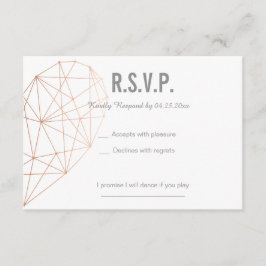 placa RSVP | Resposta | Rosa Geométrico Dourado