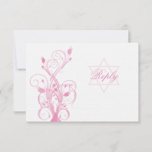 Placa RSVP Rosa em Branco Linen Bat Mitzvah