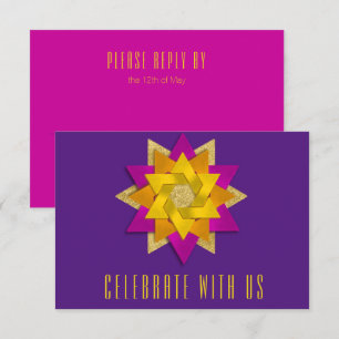 Placa RSVP Rosa Laranja Amarelo-Amarelo-Flor Roxo