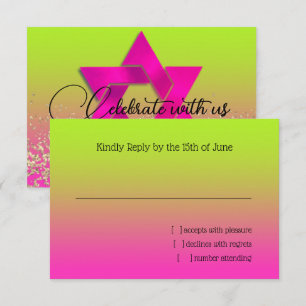 Placa RSVP Rosa para Verde Ombro com Estrela
