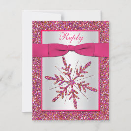 Placa RSVP Rosa, Silver Glitter Snowflake