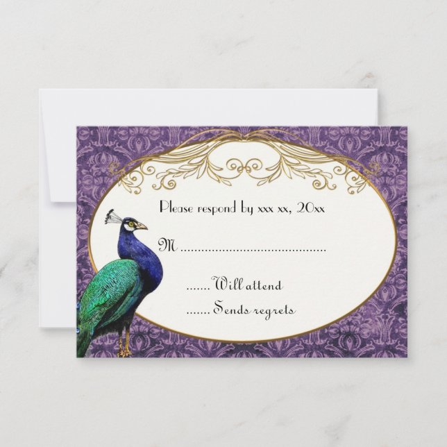 Placa RSVP Rpúrpura de Peacock (Frente)