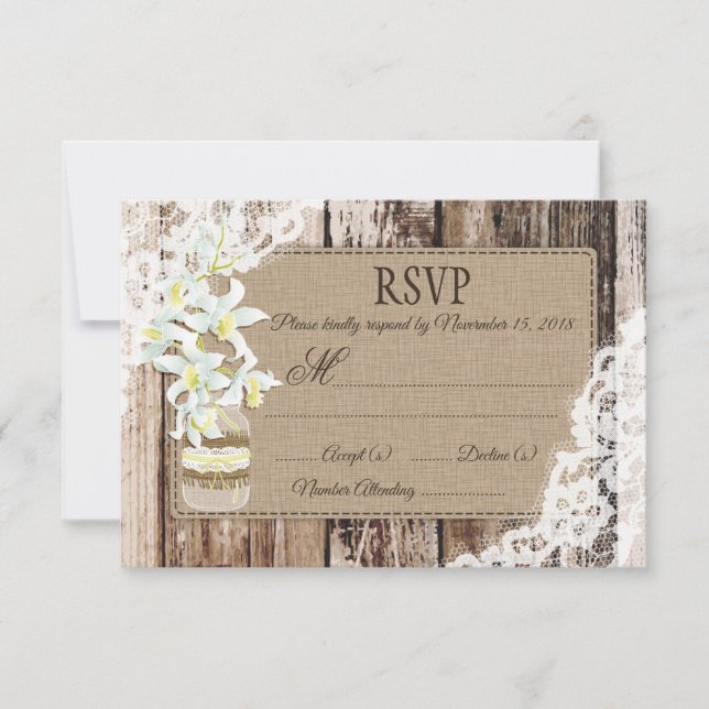 Placa RSVP Rústica Rústica de rendas de madeira de (Frente)