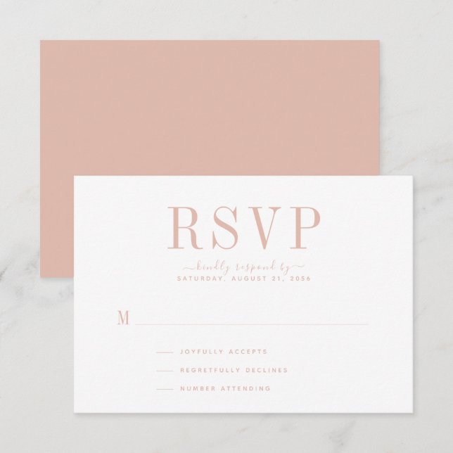 Placa RSVP Simples Blush Wedding (Frente/Verso)