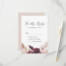 Placa RSVP Simples Boho Pampas Grass