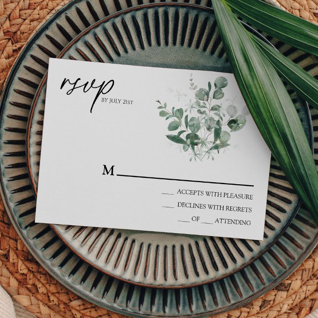 Placa RSVP Simples de Casamento Branco Moderno Ver (Criador carregado)