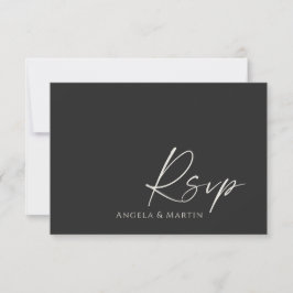 Placa RSVP Simples de Casamento Preto de Marfim Pr