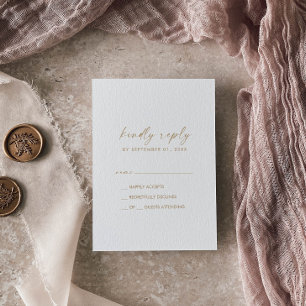 Placa RSVP Simples de Script Dourado Moderno