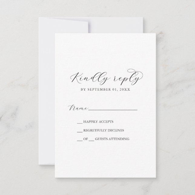 Placa RSVP Simples de Script Elegante (Frente)