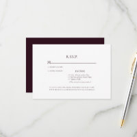 Placa RSVP Simples de Vinho Borgonha e Casamento B