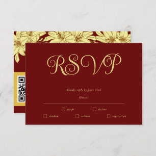 Placa RSVP Simples Elegante Burgundy e Dourada