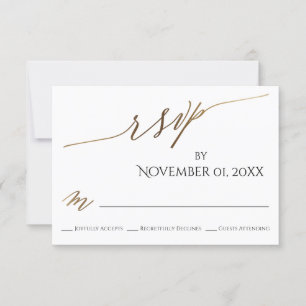Placa RSVP Simples, Elegante, Dourada Tipografia