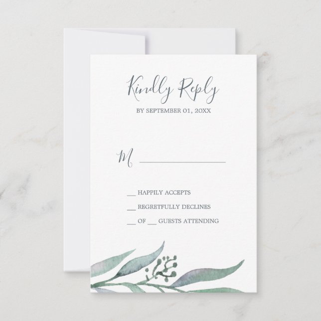 Placa RSVP Simples Eucalyptus Puro e Verde (Frente)