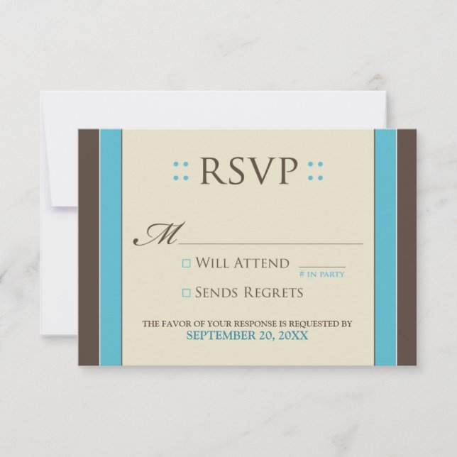 Placa RSVP Simplesmente Elegante (aqua/chocolate) (Frente)
