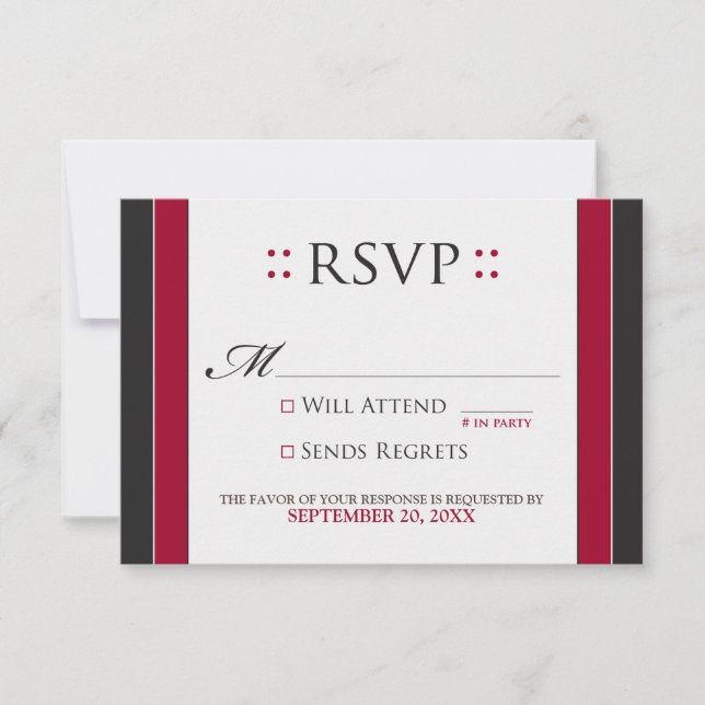 Placa RSVP Simplesmente Elegante (vermelha/preta) (Frente)