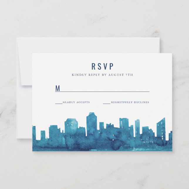 Placa RSVP Skyline Cidade de Aquarela (Frente)