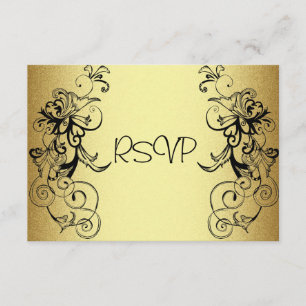 Placa RSVP Todos os Eventos Dourados Elegante Flor