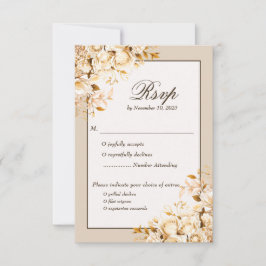 Placa RSVP Tradicional Floral Elegante e Dourada I