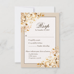 Placa RSVP Tradicional Floral Elegante e Dourada I