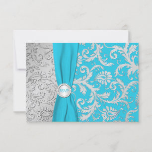 Placa RSVP Turquesa e Silver Damask