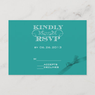 Placa RSVP Turquesa Elegante com Faixa de Opções