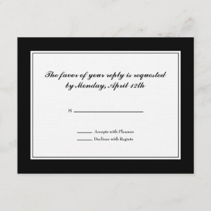 Placa RSVP Tuxedo em preto e branco em linen