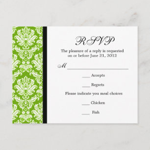 Placa RSVP Verde Clássica Damask