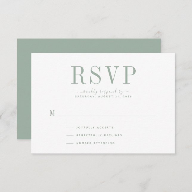 Placa RSVP Verde de Casamento (Frente/Verso)