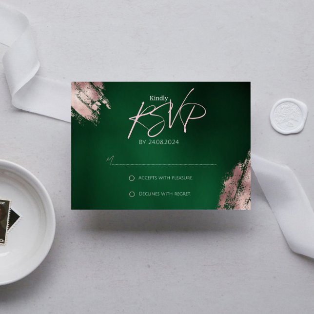 Placa RSVP Verde e Rosa Dourada (Criador carregado)