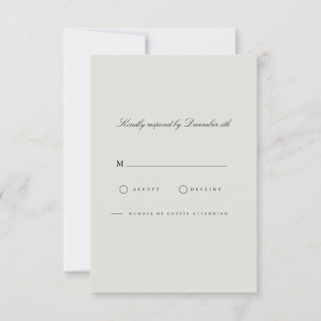 Placa RSVP Verde Elegante Preta e Sage (Verso)