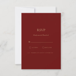 Placa RSVP Vermelha Dourada e profunda de script E