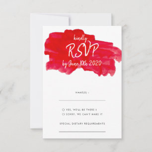 Placa RSVP Vermelha Romântica de Cores Aquáticas